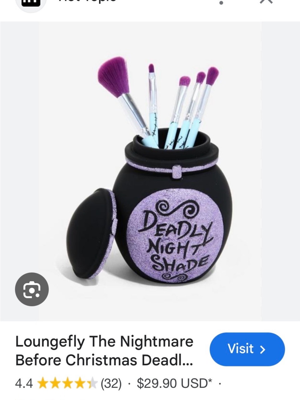 Hot Topic Nightmare Before Christmas Makeup Brush Holder Set